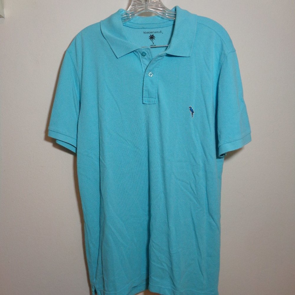 Margaritaville Parrot Mens Light Blue Polo Shirt M